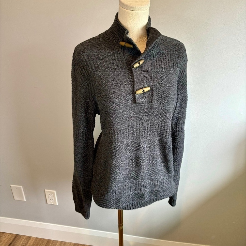 Roots, Women's 1/4 Toggle, Long Sleeve, Cotton Grey Sweater, SZ SM